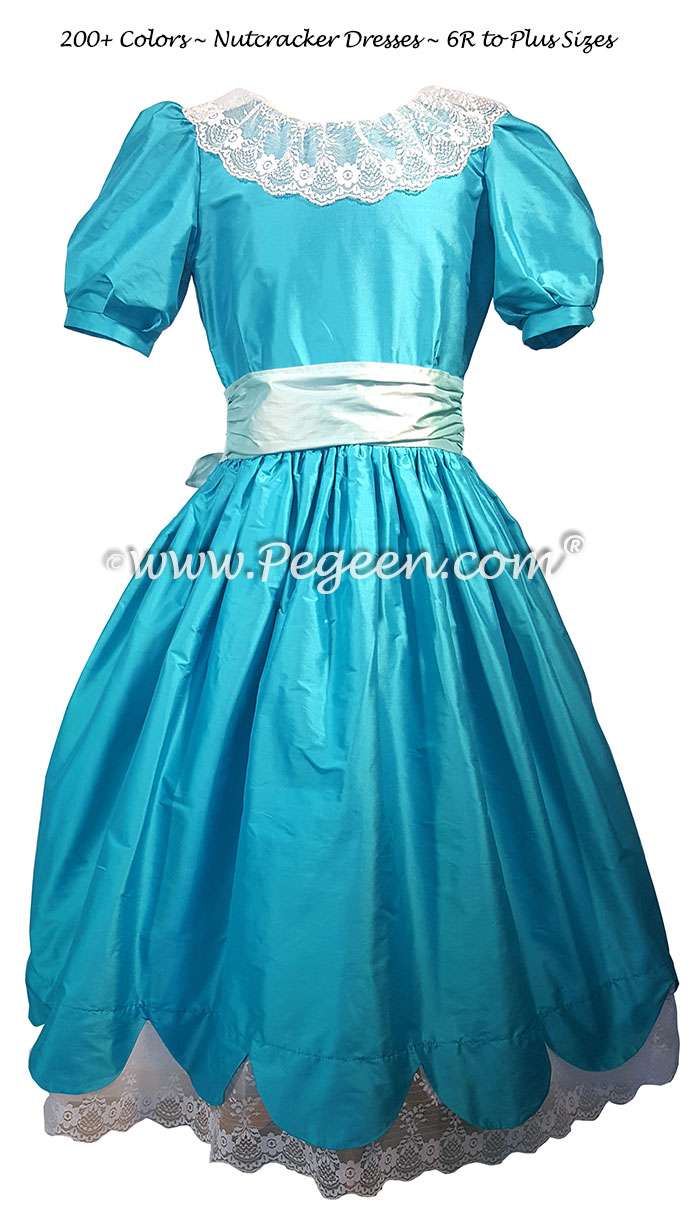 Deep Sea teal blue Clara or Party Scene Costume for Nutcracker Ballet