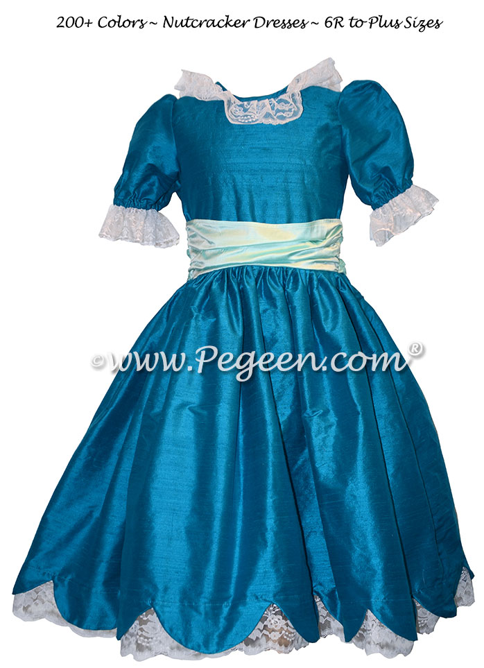 Capris and Pond Blue Silk Nutcracker Dress for Clara and the Party Scene Style 724