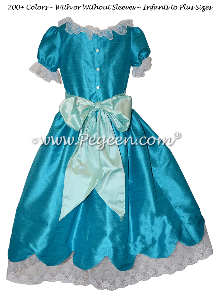 Mosaic (teal) and Pond (aqua) Silk Nutcracker Dress for Clara and the Party Scene Style 724