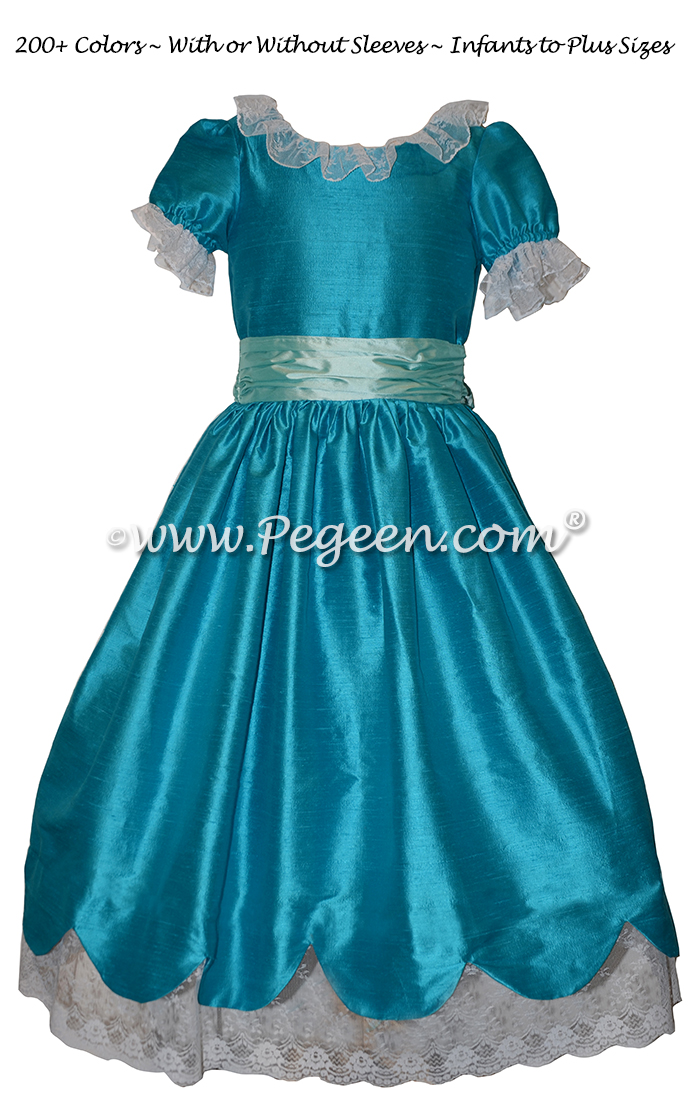 Mosaic (teal) and Pond (aqua) Silk Nutcracker Dress for Clara and the Party Scene Style 724