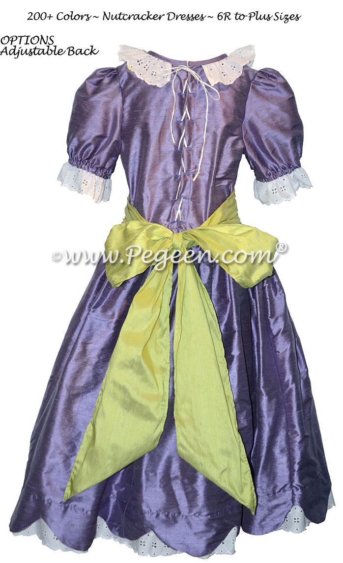 Periwinkle and Apple Green Silk Nutcracker Dress for Clara and the Party Scene Style 724