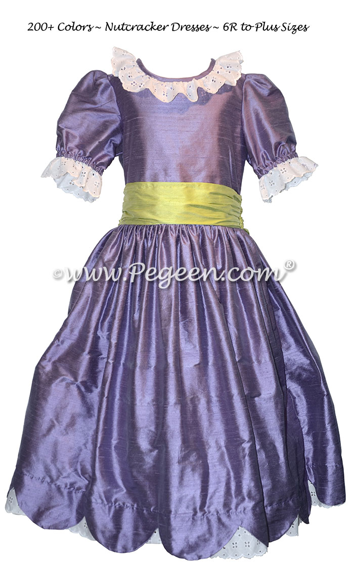 Periwinkle and Apple Green Silk Nutcracker Dress for Clara and the Party Scene Style 724