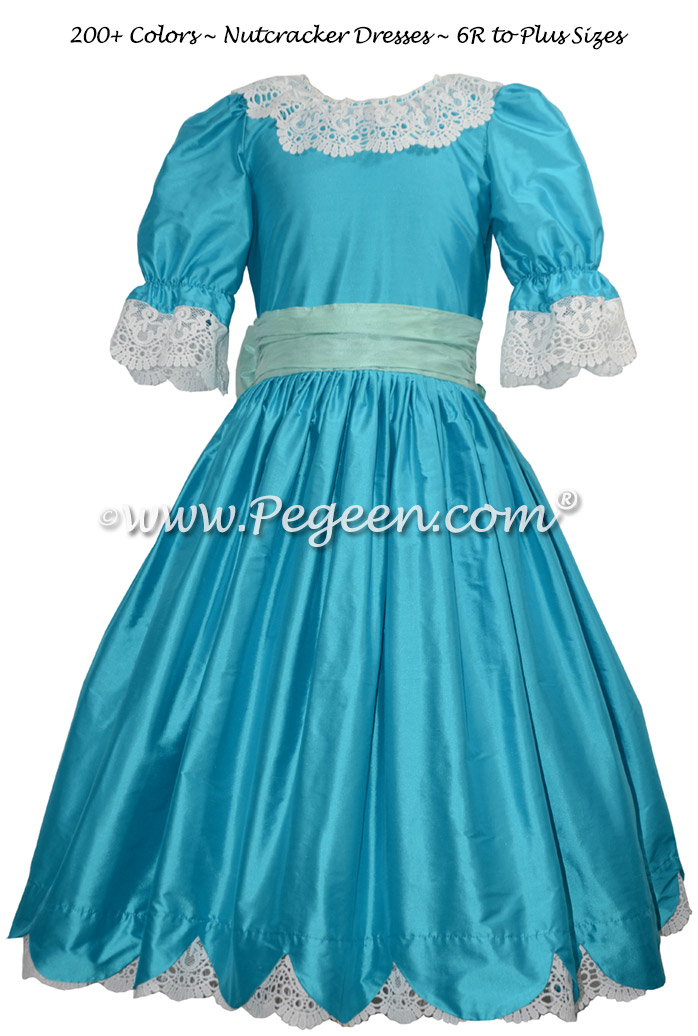 Deep Sea teal blue Clara or Party Scene Costume for Nutcracker Ballet