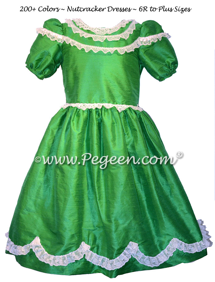 Emerald Green Silk Nutcracker Party Scene Dresses