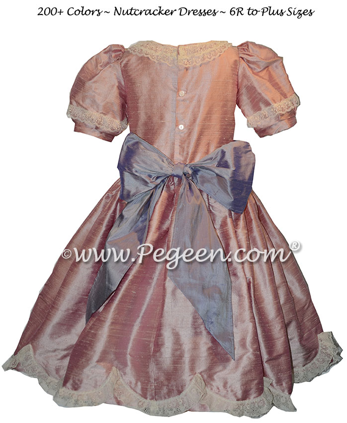Rose Pink and Victorian Lilac Silk Nutcracker Party Scene Dresses