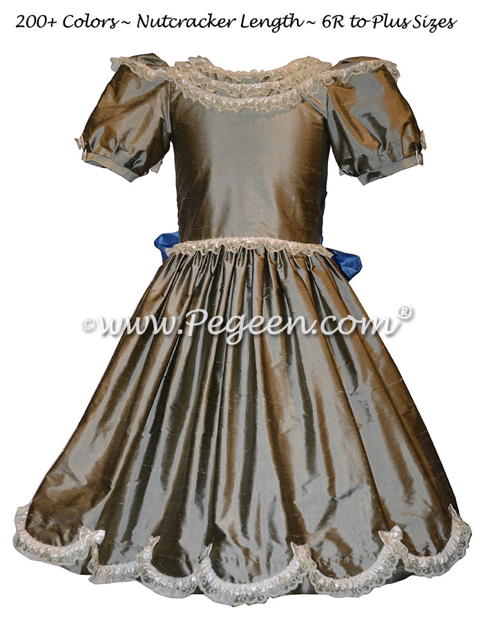 Wolf Gray and Blue Silk Nutcracker Dress for Clara and the Party Scene