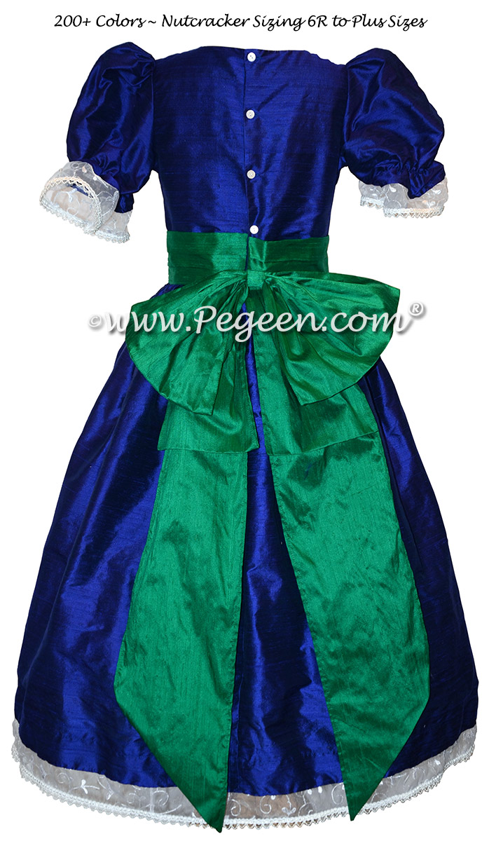 Green and Blue Nutcracker Party Scene Dress Style 745 by Pegeen