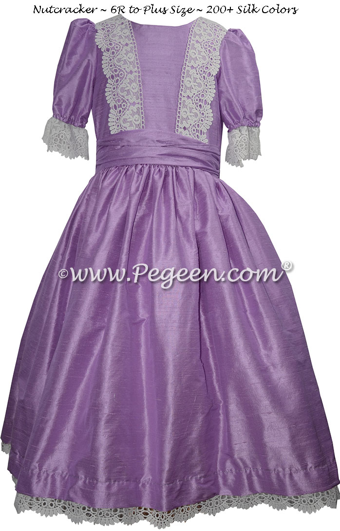 Amethyst Silk and Lace Nutcracker Dress for Nutcracker Party Scene