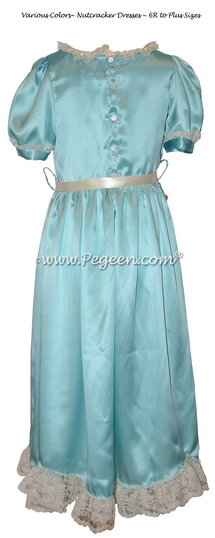 Clara Nutcracker Nightgown Dress in Turquoise Charmeuse Silk
