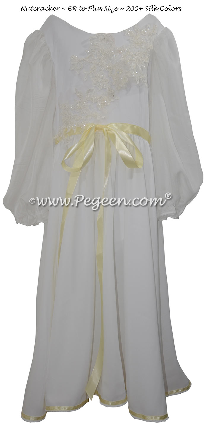 Clara Nutcracker Nightgown Dress in White and Yellow