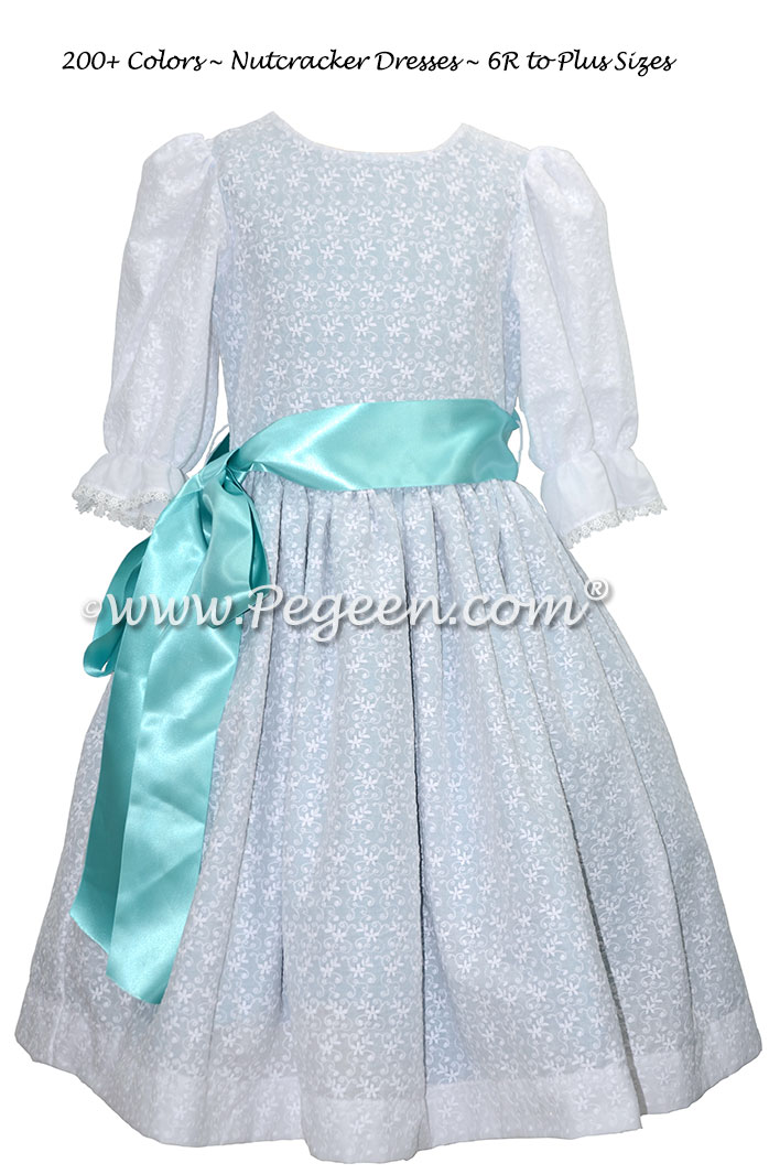 Nutcracker Costume for Clara Style 776 in cotton eyelet and tiffany silk
