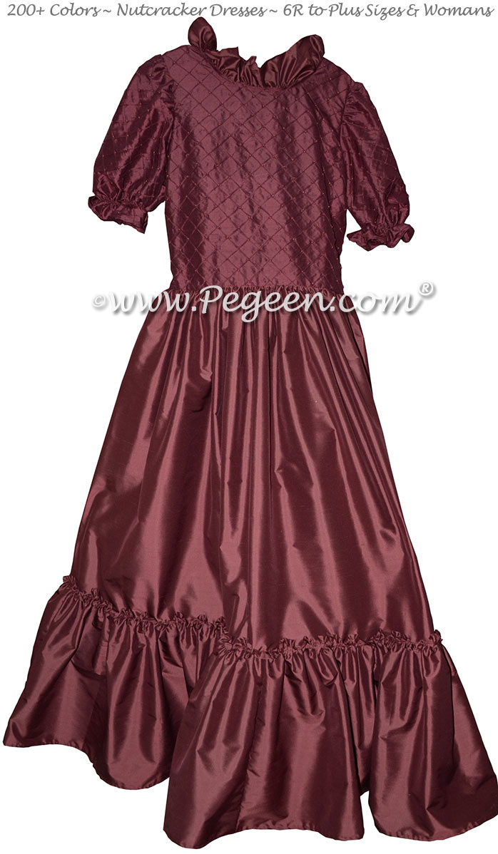 Women's Burgundy Nutcracker Dress for Party Scene Style 799