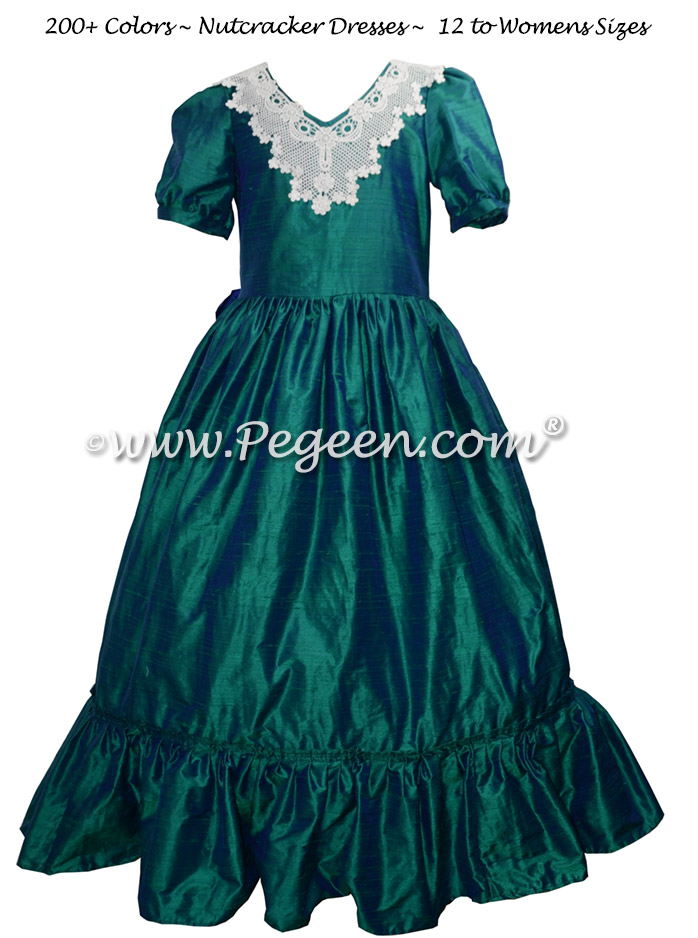 Women's Nutcracker Dress for Party Scene Style 799 in Green and Blue