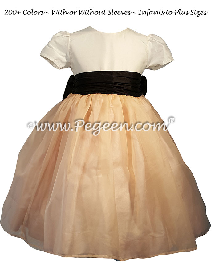 Pink Organza and Black Silk Flower Girl Dress for Toddler