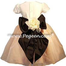 Pink Organza and Black Silk Flower Girl Dress for Toddler