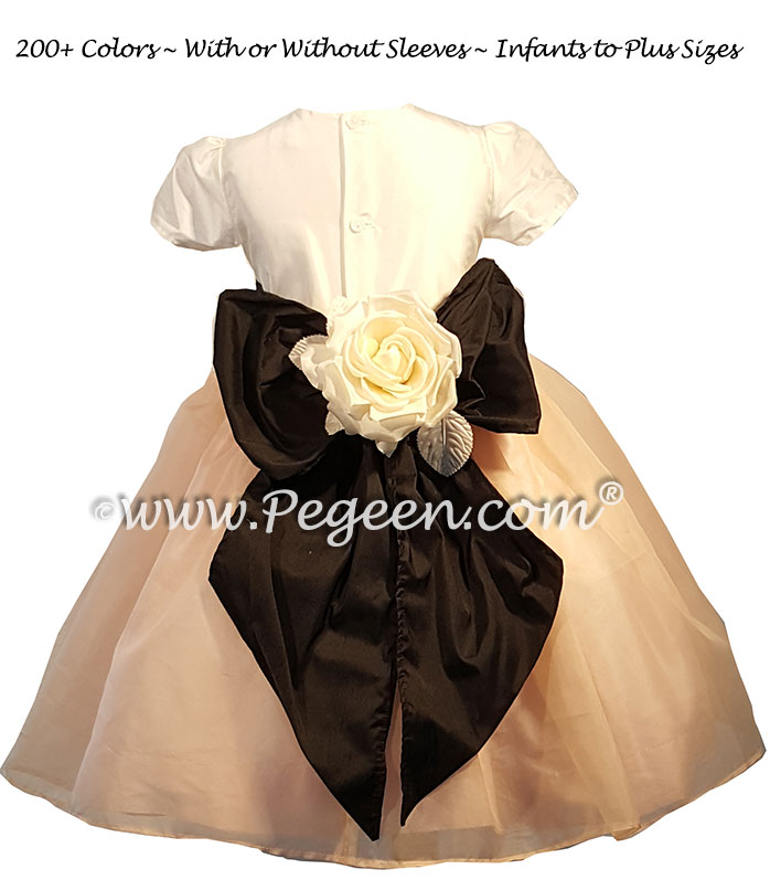Pink Organza and Black Silk Flower Girl Dress for Toddler