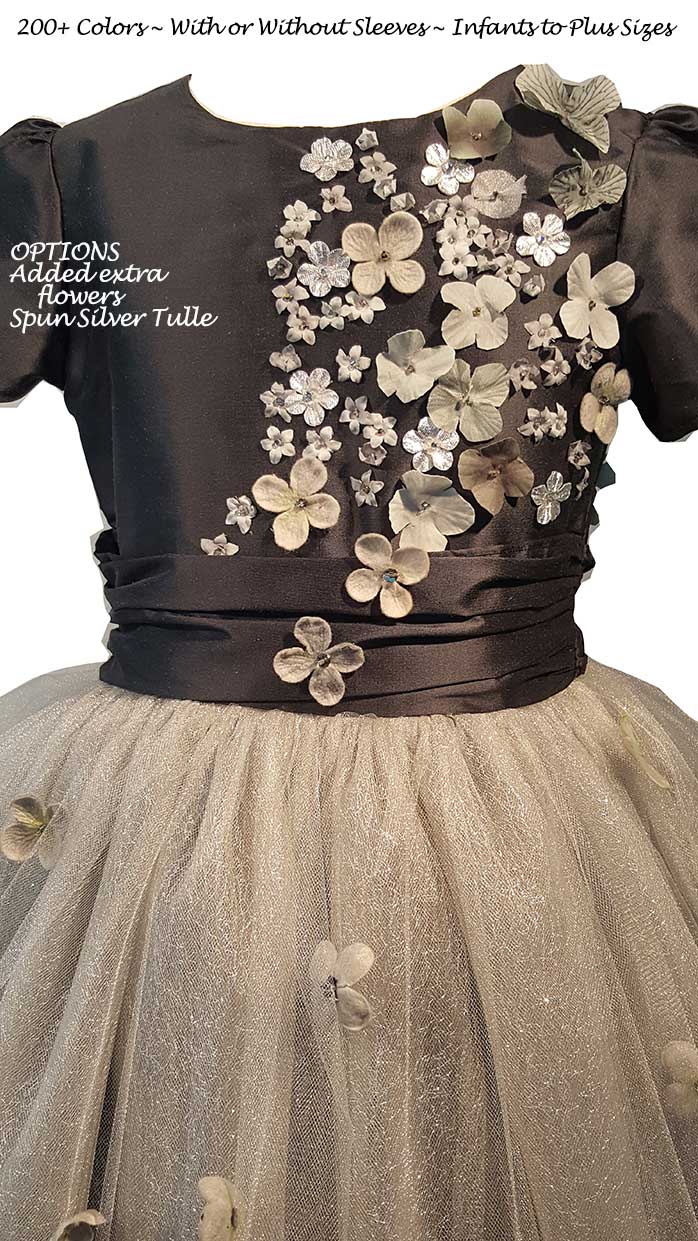 Medium Gray Silk and Tulle flower girl dresses | Pegeen