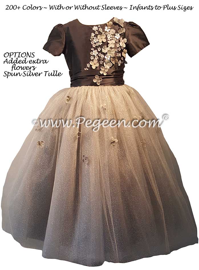 Medium Gray Silk and Tulle flower girl dresses | Pegeen
