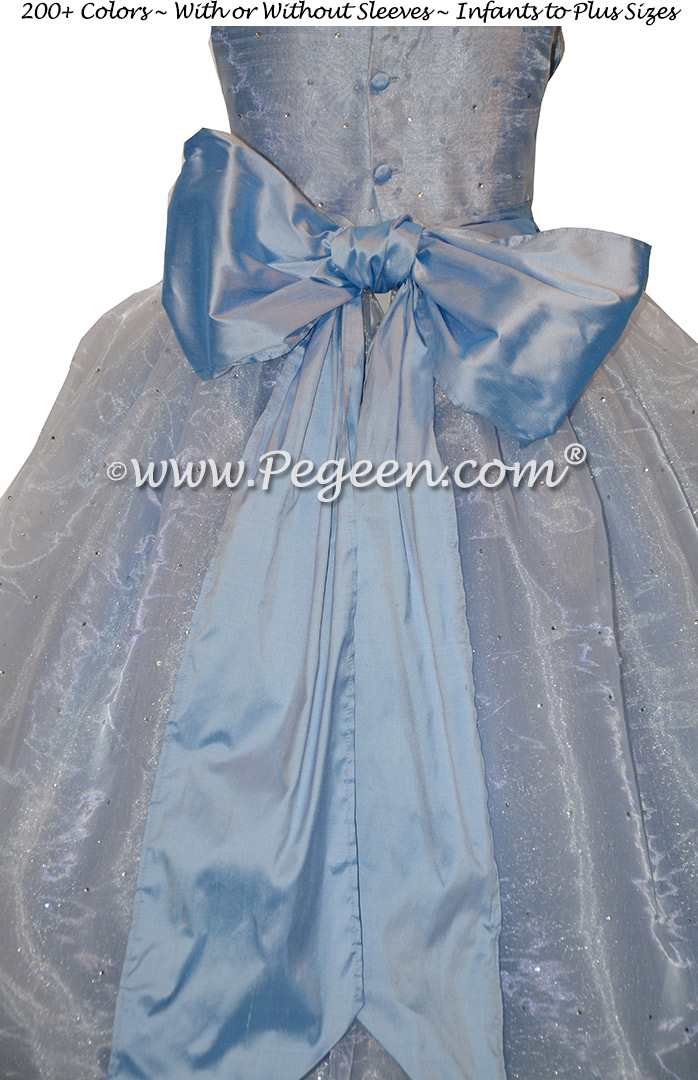 Blue Swarovski Crystals, Rhinestones and Tulle flower girl dresses