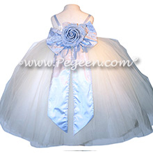Custom silk ivory and ice blue flower girl dresses Style 919 for Tara Lipinski