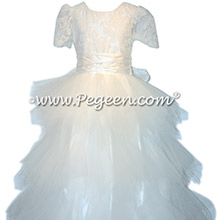 Ivory Handkerchief Tulle Skirt with Aloncon Lace  top Style 921