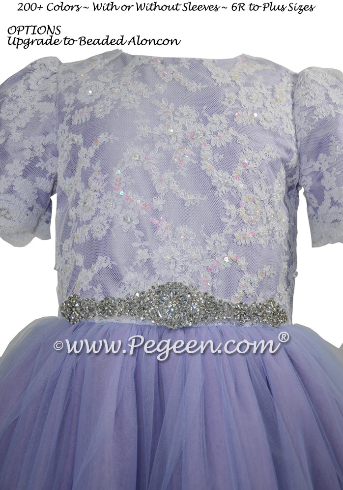 Periwinkle ballerina style Bat Mitzvah dresses with layers of tulle