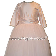 Champagne Pink and Rhinestone Trimmed Jr. Bridesmaids Dresses
