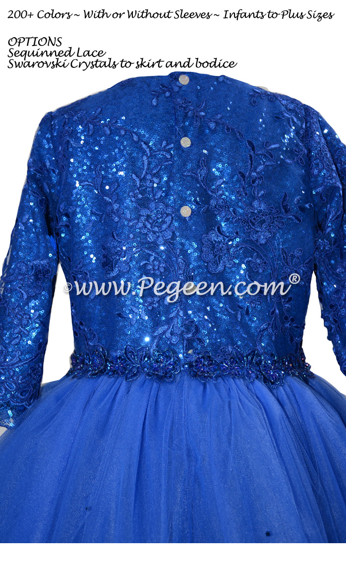 Sequins and Swarovski Crystal Sapphire Tulle Bat Mitzvah Dress