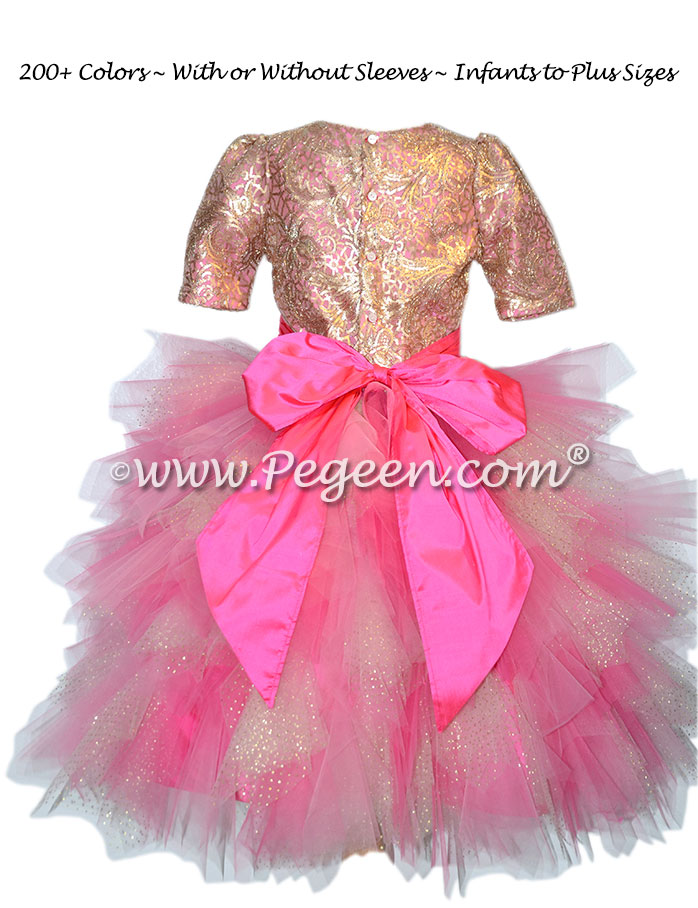 Hot Pink and Gold and Sequins Handkerchief Tulle Skirt Style 934 | Pegeen