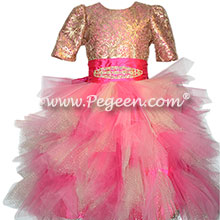Hot Pink and Gold Jr Bridesmaid or Bat Mitzvah Dress