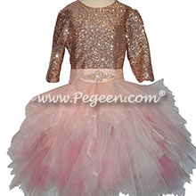 Rose Gold Sequins and Tulle Jr Bridesmaids dresses for Jewish Wedding