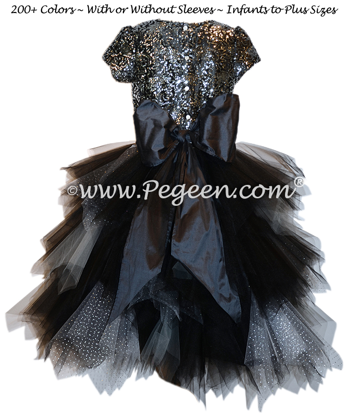 Black, Silver and Sequins Handkerchief Tulle Skirt Style 934 | Pegeen