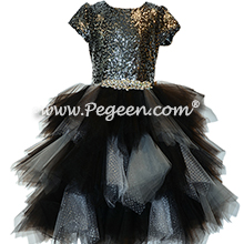 Black, Silver and Sequins Handkerchief Tulle Skirt Style 934