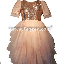 Rose Gold Sequins and Tulle flower girl dresses