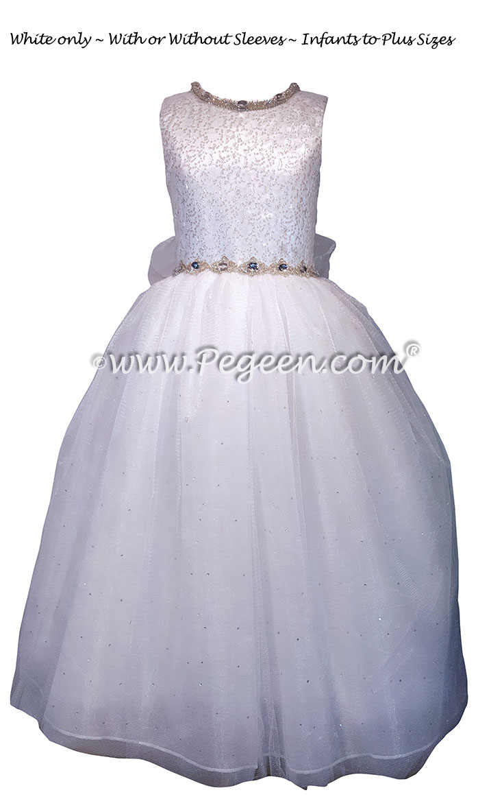 Sequinned Silk First Communion Dress Style 977