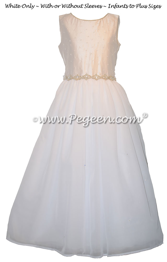 Antique White Crystal Bodice First Communion Dresses Style 998