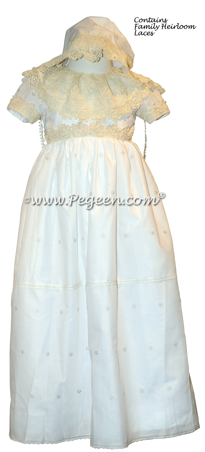Antique Laces and Custom Embroidered Christening Gown | Pegeen