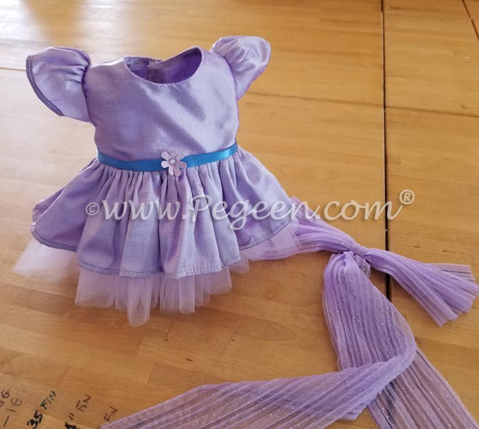 Lilac and Periwinkle flower girl dress with tulle underskirt