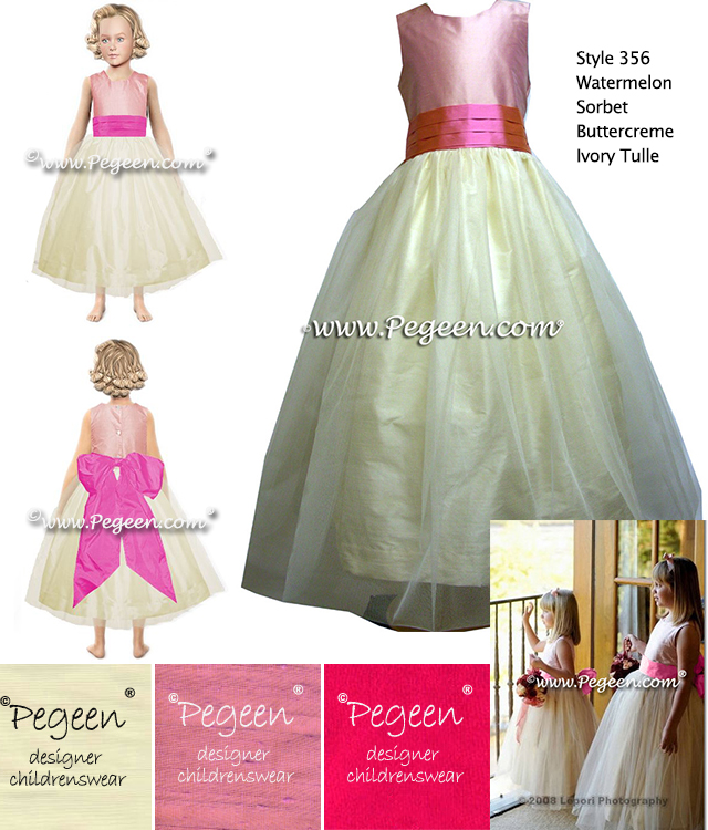  Style 356 Lotus Pink, Buttercreme and Ivory Tulle