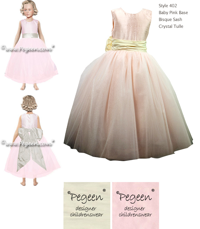 Ballet Pink and Ivory Tulle Silk Flower Girl Dresses - Wedding of the Year Winner