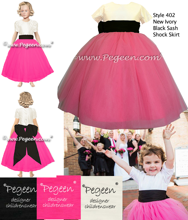 Shock Hot Pink with Black silk from Pegeen Couture