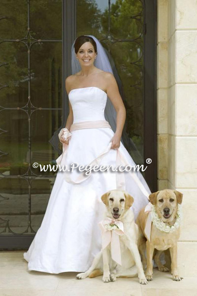 Pink and Ivory Silk flower girl dress of the year for 2009