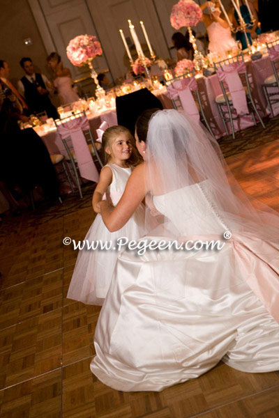 Pink and Ivory Silk flower girl dress of the year for 2009