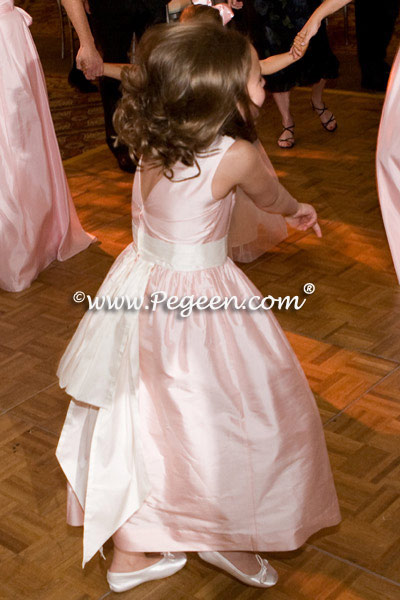 Pink and Ivory Silk flower girl dress of the year for 2009