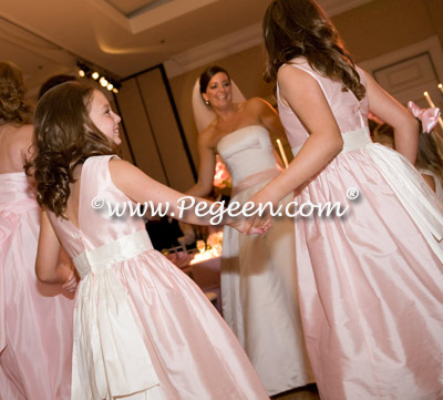 Pink and Ivory Silk flower girl dress of the year for 2009