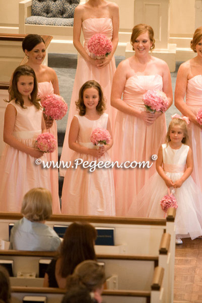 Pink and Ivory Silk flower girl dress of the year for 2009