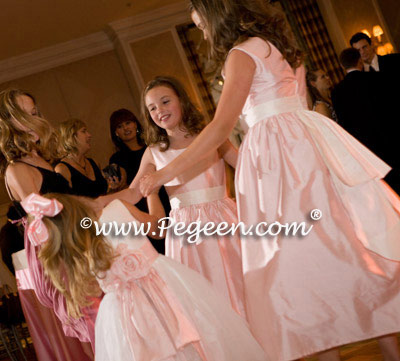 Pink and Ivory Silk flower girl dress of the year for 2009