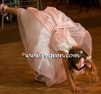 Pink and Ivory Silk flower girl dress of the year for 2009