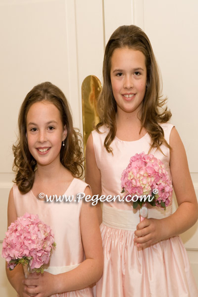 Pink and Ivory Silk flower girl dress of the year for 2009