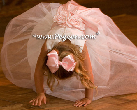 Pink and Ivory Silk flower girl dress of the year for 2009